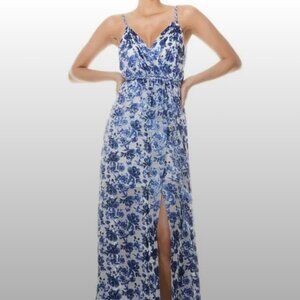 Alice + Olivia Samantha Belted Floral Wrap Maxi Dress